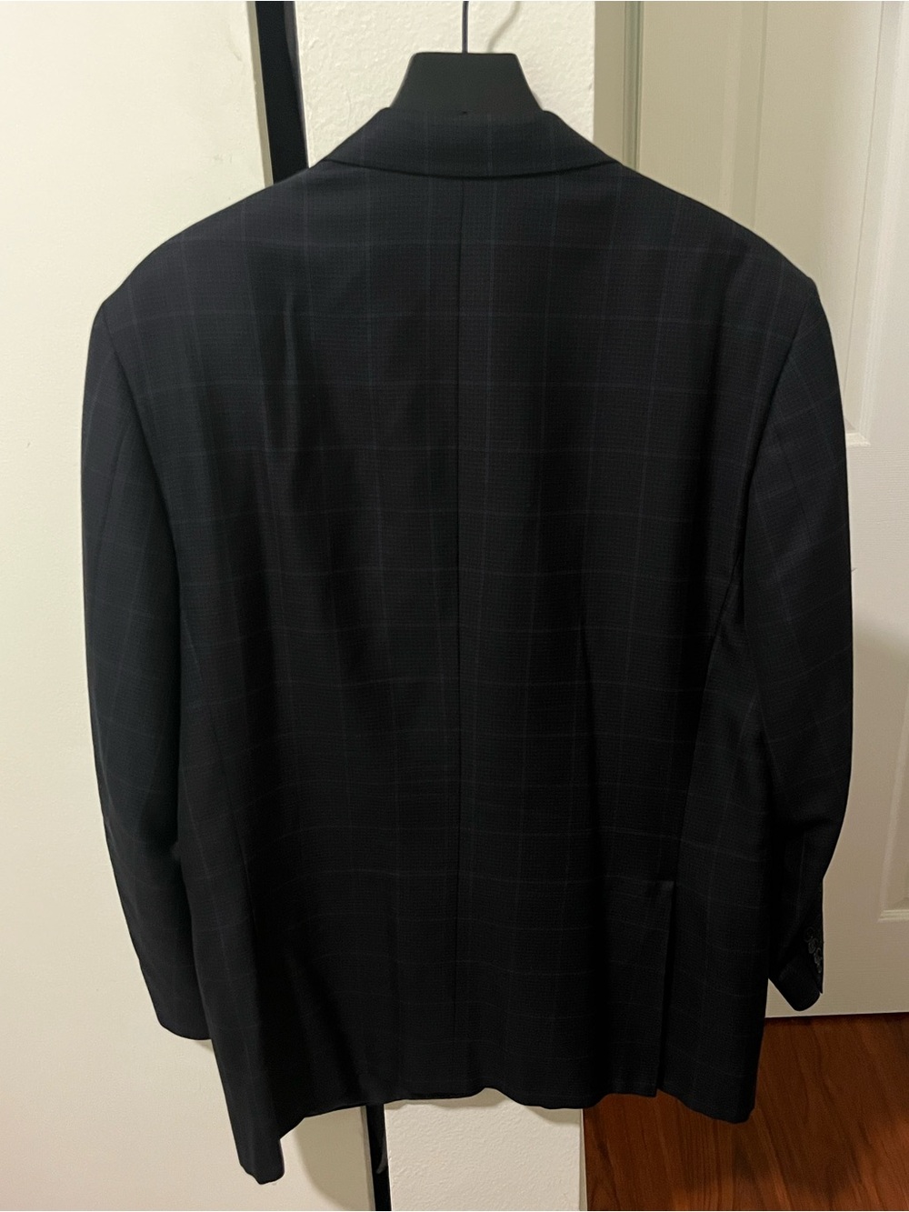 Canali Navy Windowpane Wool Silk Sport Coat